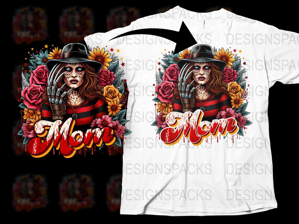 Gothic Mom T-Shirt with Floral Skull Design, Mother's Day Gift, Vintage Style Women's Tee, Red Roses Graphic