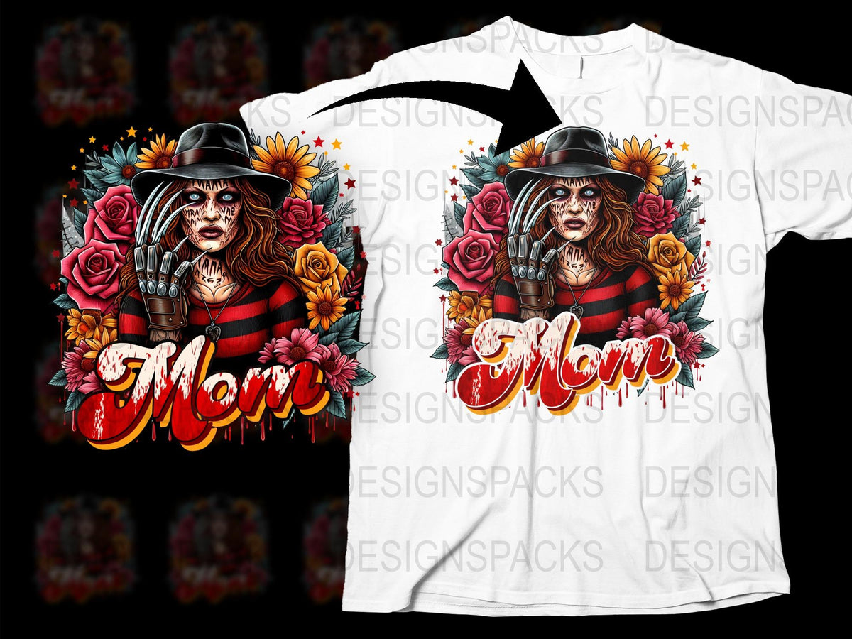 Gothic Mom T-Shirt with Floral Skull Design, Mother's Day Gift, Vintage Style Women's Tee, Red Roses Graphic