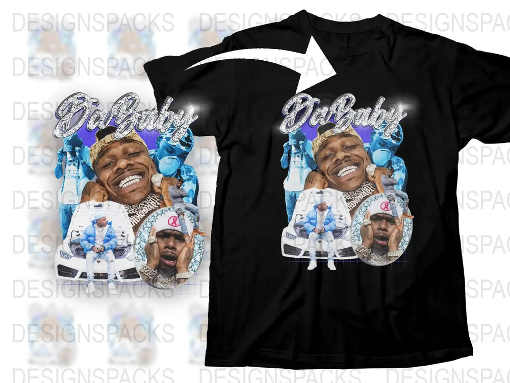 Hip Hop Artist Graphic T-Shirt, Men's Black Cotton Tee, Music Fan Merchandise, Urban Streetwear Style, Cool Rapper Print Shirt
