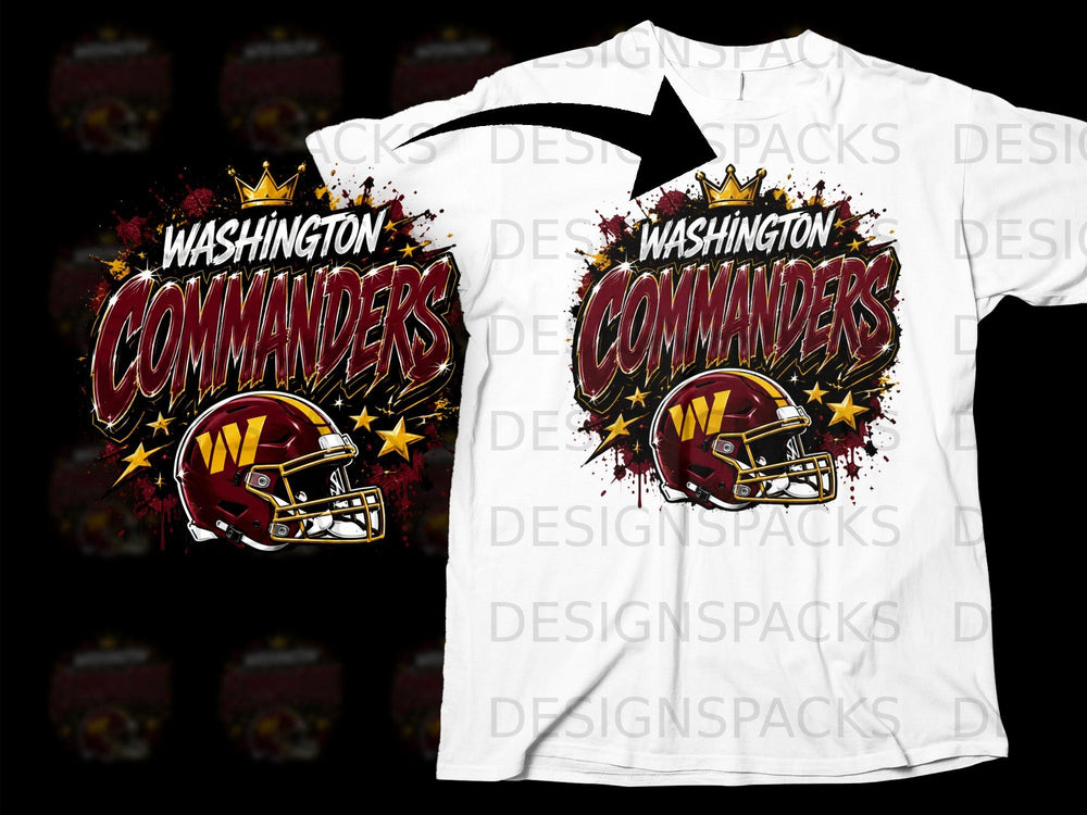 Washington Commanders football helmet and logo with a crown.