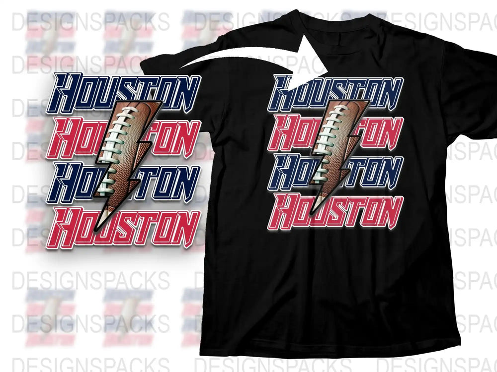 Houston Football T-Shirt, Vintage Sports Design, Retro Team Logo Tee, Casual Athletic Apparel