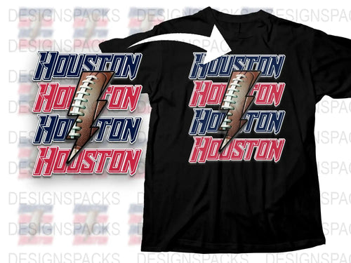 Houston Football T-Shirt, Vintage Sports Design, Retro Team Logo Tee, Casual Athletic Apparel
