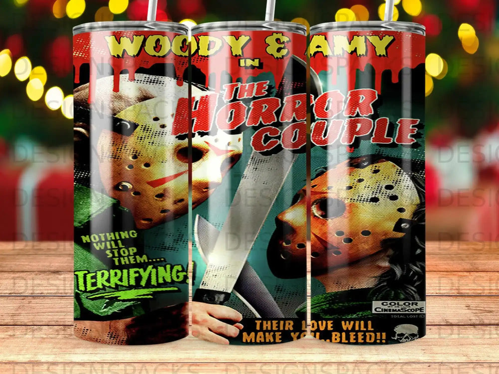 Horror Couple movie poster with Woody & Amy faces, and bloody text.