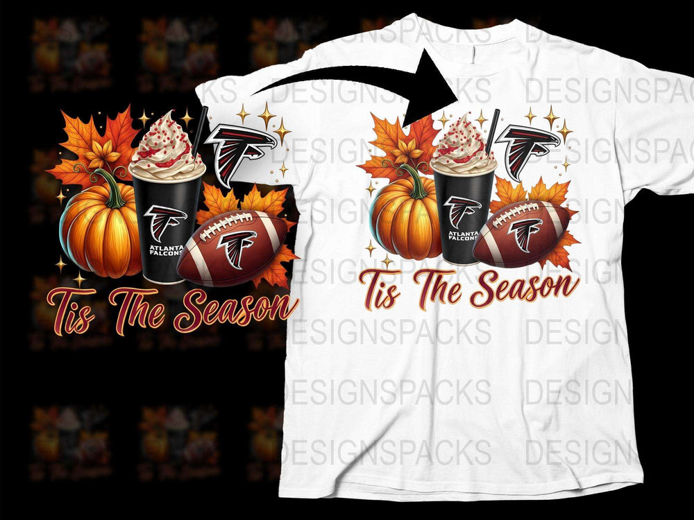 Atlanta Falcons Football Tee, Autumn Pumpkin Spice Design, Tis The Season T-Shirt, NFL Fan Apparel