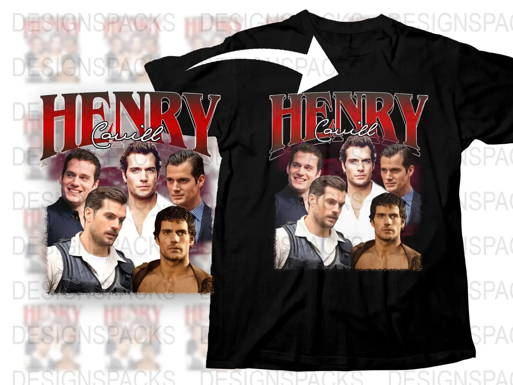 Henry Cavill Inspired Graphic T-Shirt, Men's Fashion Tee, Celebrity Photo Collage Shirt, Unique Fan Gift