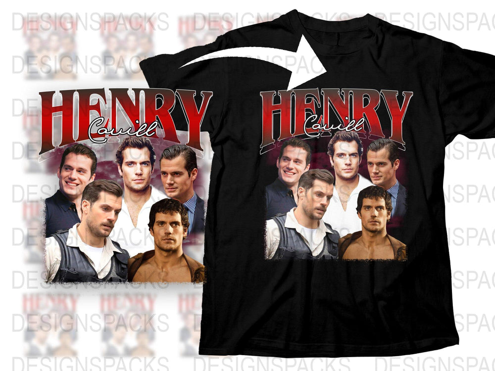 Henry Cavill Inspired Graphic T-Shirt, Men's Fashion Tee, Celebrity Photo Collage Shirt, Unique Fan Gift