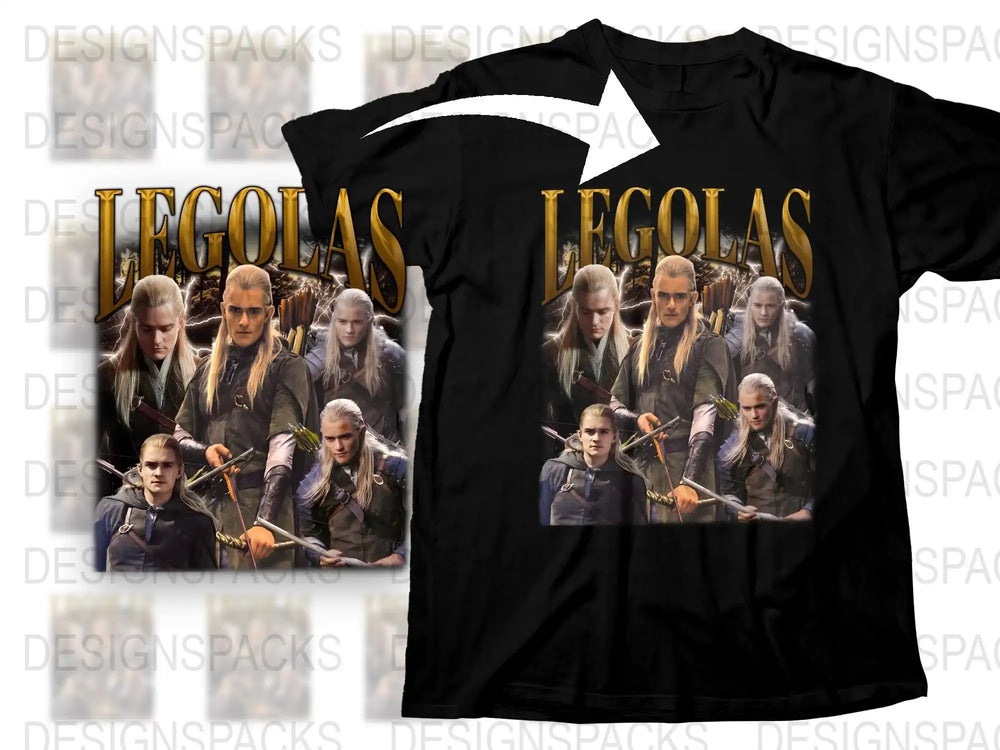 Legolas T-Shirt, Lord of the Rings Fan Apparel, Elven Archer Movie Graphic Tee, Unisex Black Cotton Shirt