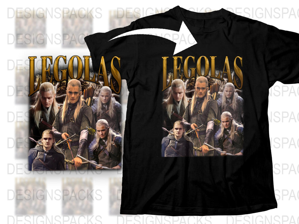 Legolas T-Shirt, Lord of the Rings Fan Apparel, Elven Archer Movie Graphic Tee, Unisex Black Cotton Shirt