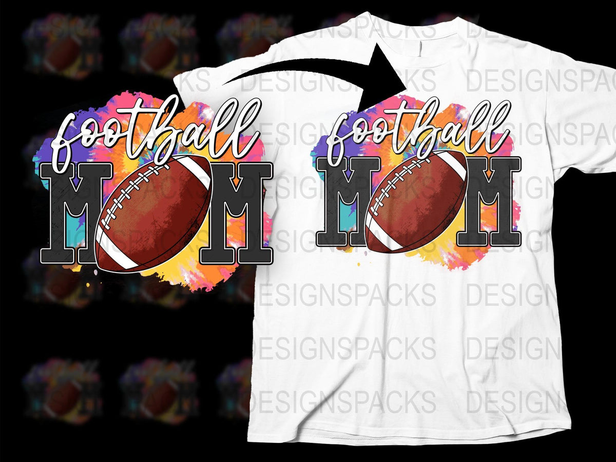 Football Mom T-Shirt, Colorful Sports Mom Tee, Vibrant Game Day Apparel, Gift for Soccer Moms