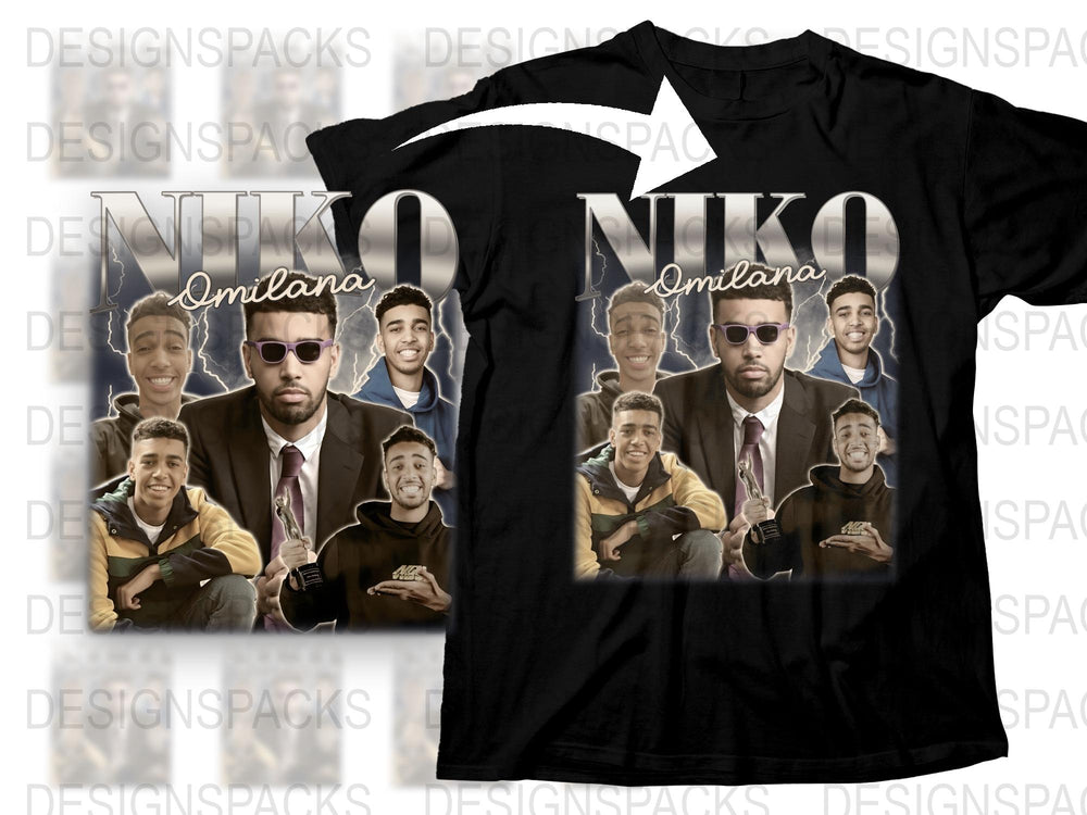 Niko Omilana Graphic T-Shirt, Colorful YouTube Influencer Theme, Trendy Meme Design, Multiple Poses, Casual Wear
