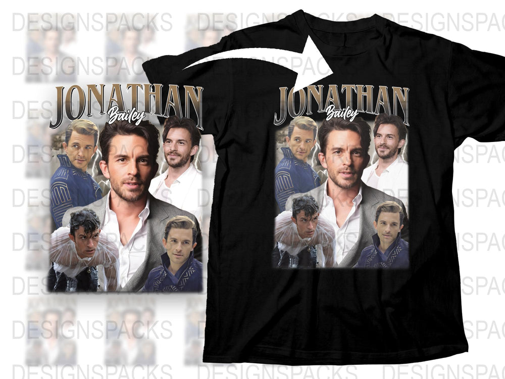 Celebrity Inspired Graphic T-Shirt, Casual Black Tee with Multiple Poses, Fashionable Men's and Women's Top