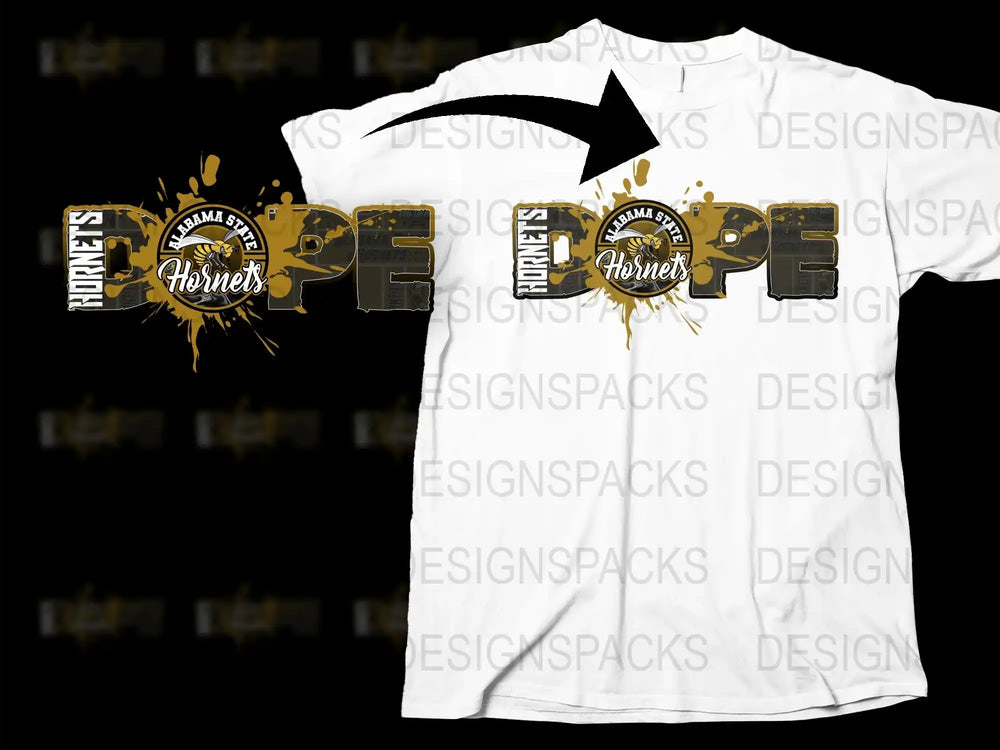 Vintage Alabama Hornets Graphic T-Shirt, Retro Splatter Print Tee, Unique Sports Enthusiast Apparel, Casual Streetwear
