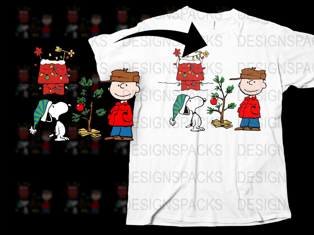 Peanuts Christmas T-Shirt, Charlie Brown and Snoopy Holiday Tee, Festive Cartoon Graphic Shirt