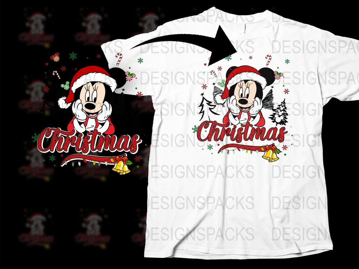 Mickey Mouse Christmas T-Shirt, Festive Holiday Graphic Tee, Disney Character, White Cotton Shirt, Kids and Adults Sizes Available
