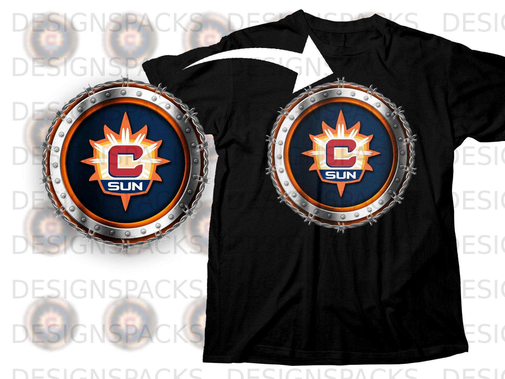 Stylish Black SUN Logo Graphic Tee Shirt