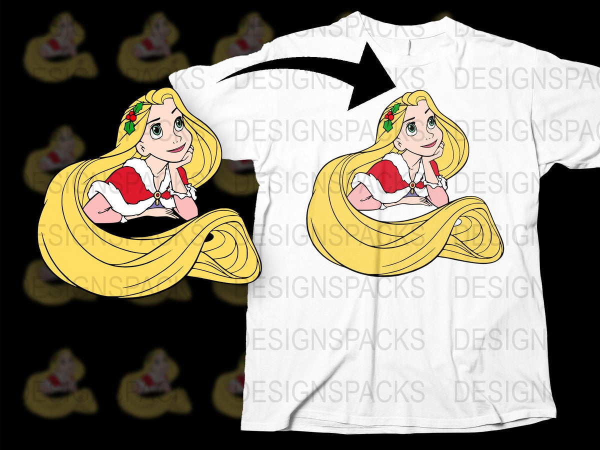 Blonde Princess T-Shirt, Cartoon Fairy Tale Girl Graphic Tee, Kids Fantasy Clothing