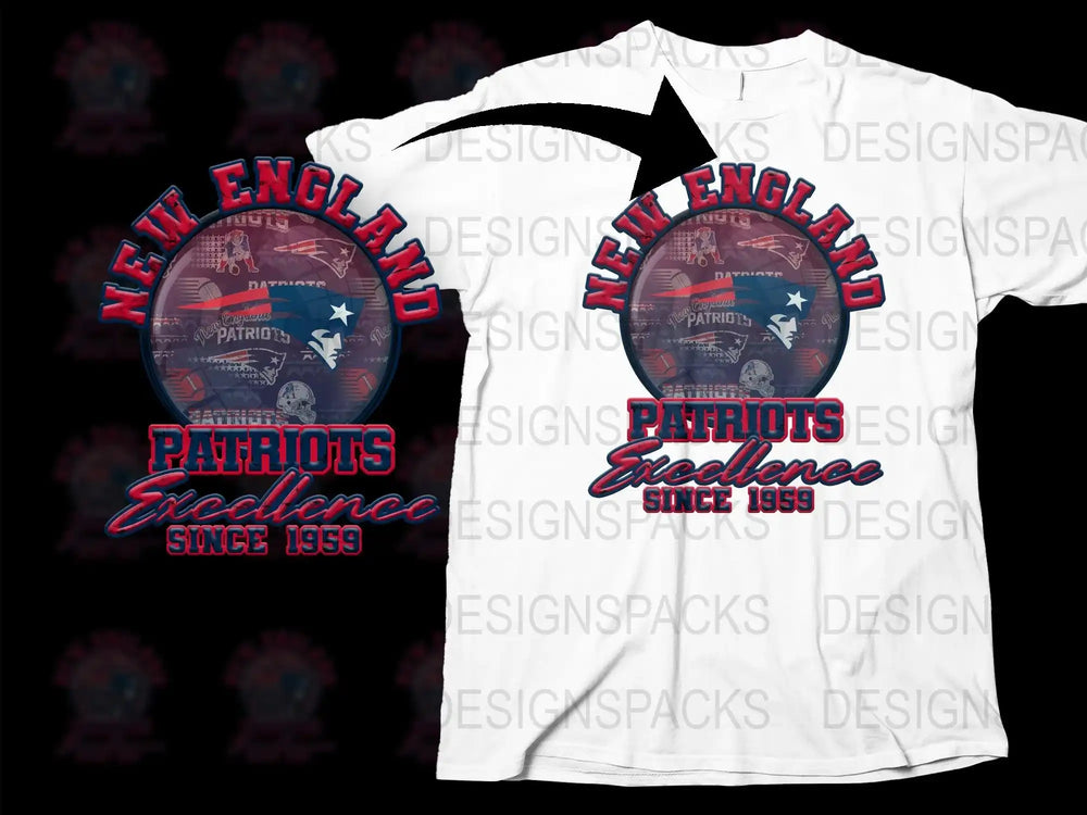 New England Patriots T-Shirt, Vintage Sports Team Tee, Excellence Since 1959 Graphic Shirt, NFL Fan Apparel.