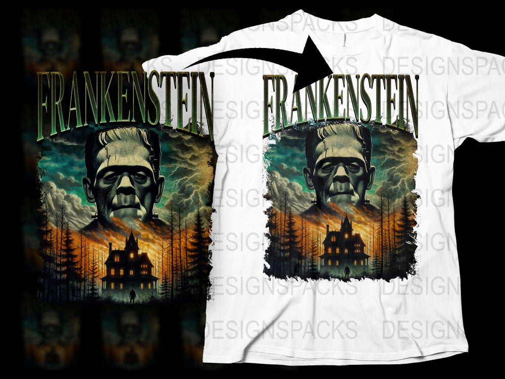 Frankenstein Graphic T-Shirt, Classic Horror Movie Fan Tee, Vintage Style Monster Shirt, Halloween Apparel, Unique Goth Clothing Gift