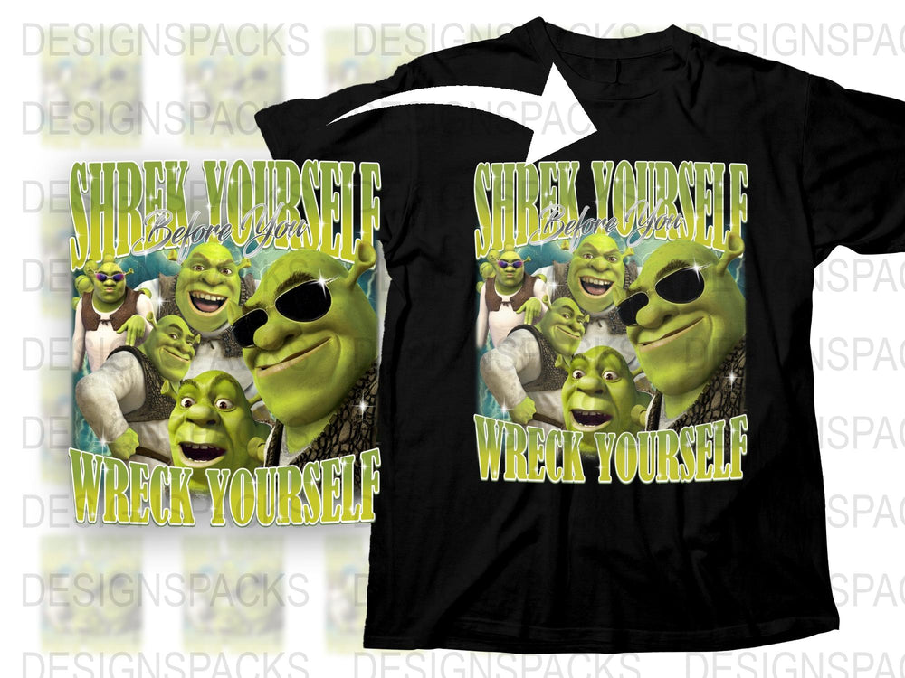 Shrek Yourself Before You Wreck Yourself T-Shirt, Funny Animated Movie Tee, Graphic Character Shirt, Unisex Fashion Top