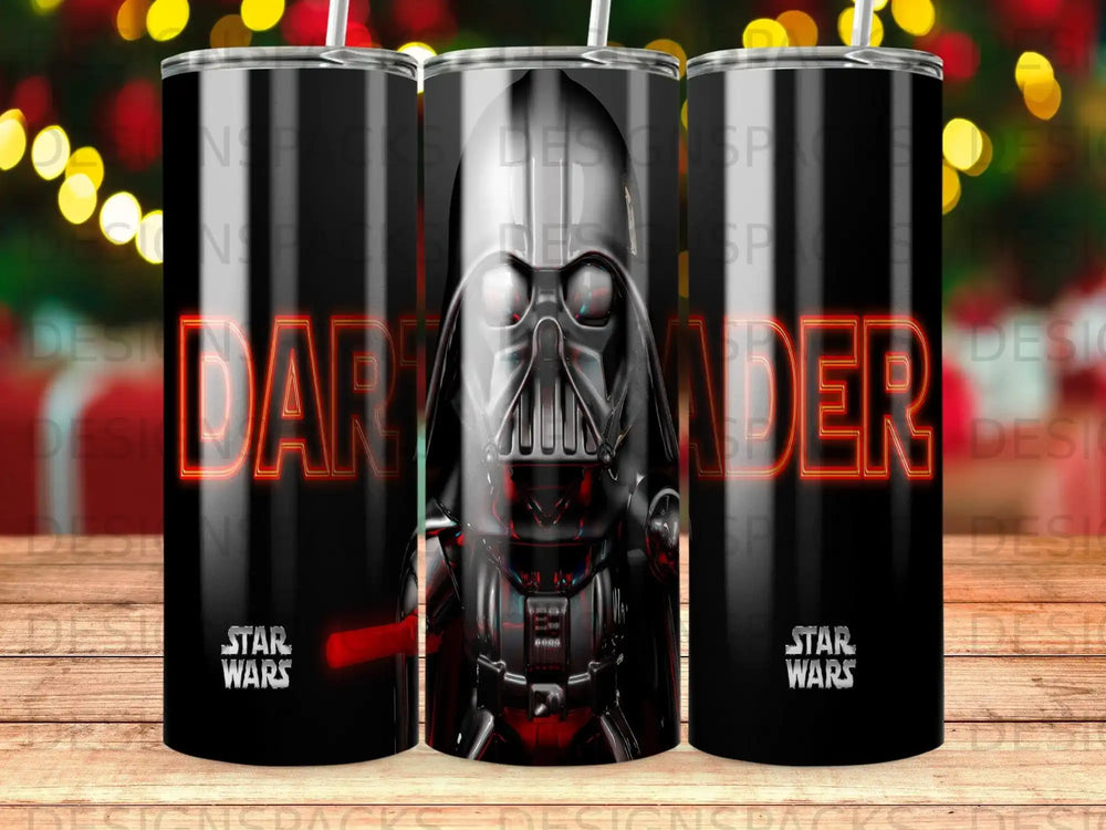 Star Wars Darth Vader tumbler with red lettering and helmet graphic.