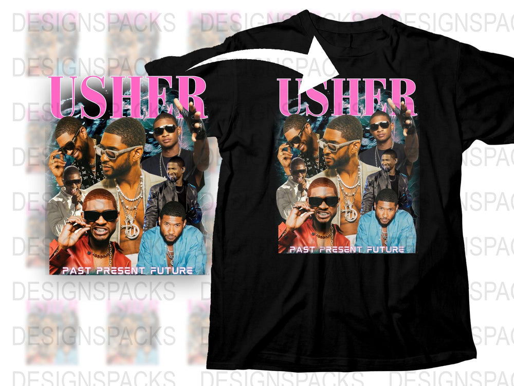 Usher T-Shirt, Vintage Graphic Tee, Fast Present Future Design, Retro Music Singer Fan Merch, Gift for Music Lovers