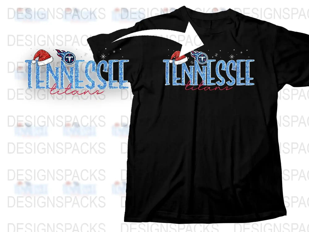 Tennessee State Graphic T-Shirt, Patriotic Santa Hat Design, Unisex Black Tee for Holiday Wear