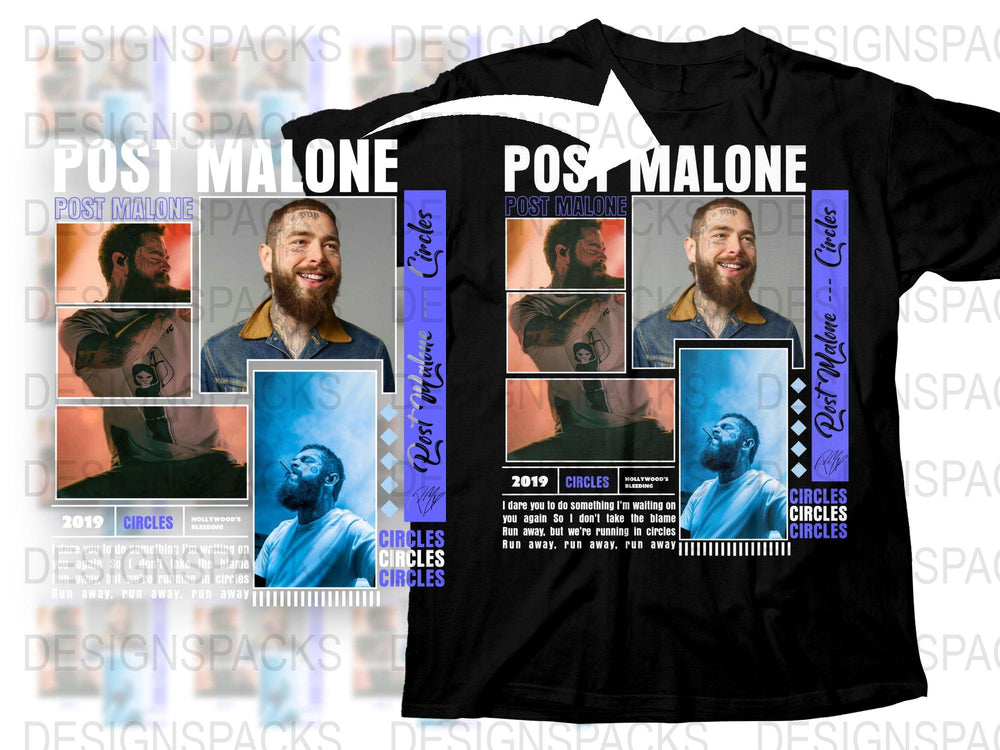 Post Malone Circles Lyrics 2019 Inspired Graphic T-Shirt, Men's Photo Print Tee, Music Fan Apparel