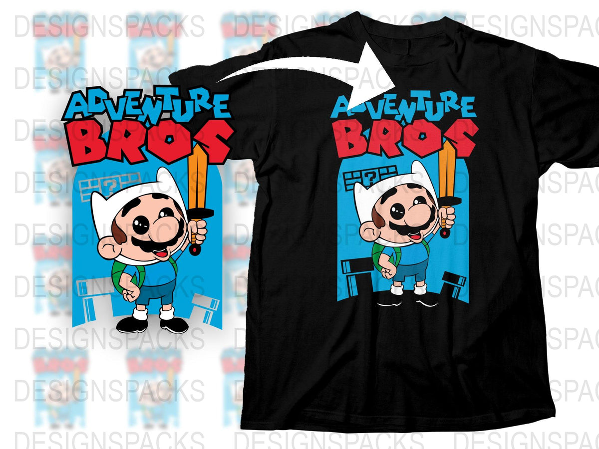 Adventure Bros Cartoon Graphic T-Shirt, Fun Kids Animated Character Tee, Black Cotton Shirt