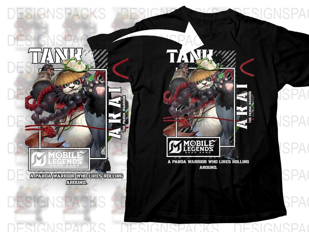 Mobile Legends Tank Akai Panda Warrior Graphic T-Shirt, Gamer Apparel, Unique Gift Idea