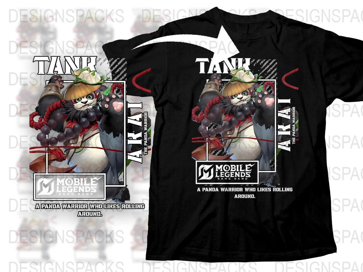Mobile Legends Tank Akai Panda Warrior Graphic T-Shirt, Gamer Apparel, Unique Gift Idea