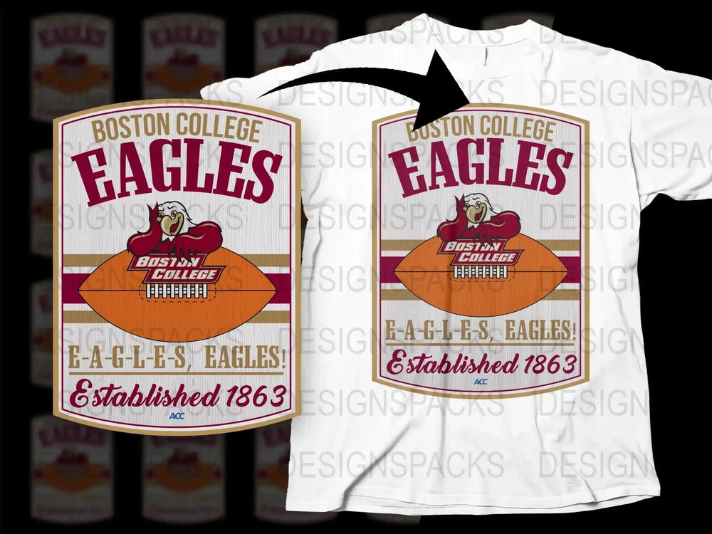 Boston College Eagles Vintage T-Shirt, Retro Graphic Tee, College Football Apparel, Established 1863 Design