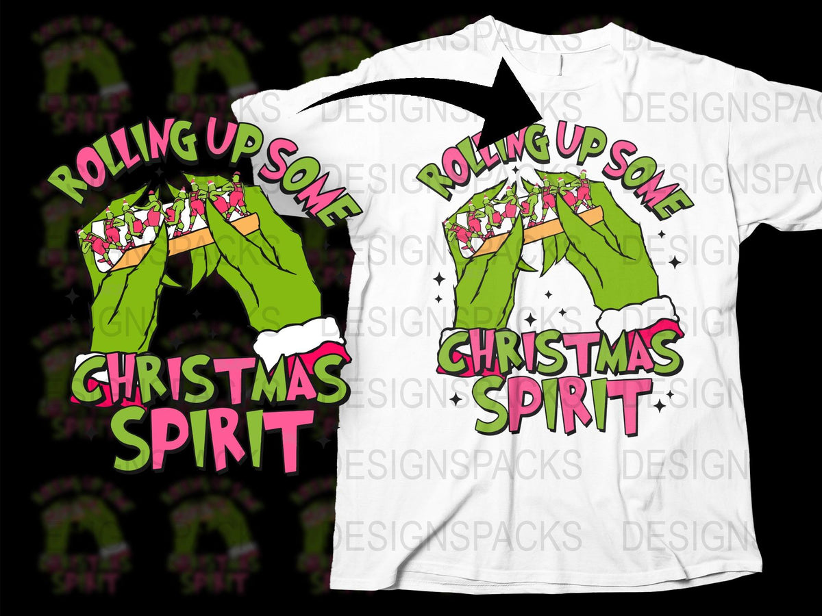 Rolling Up Some Christmas Spirit T-Shirt, Funny Santa Dinosaur Holiday Tee, Festive Graphic Shirt, Unisex Xmas Apparel Gift