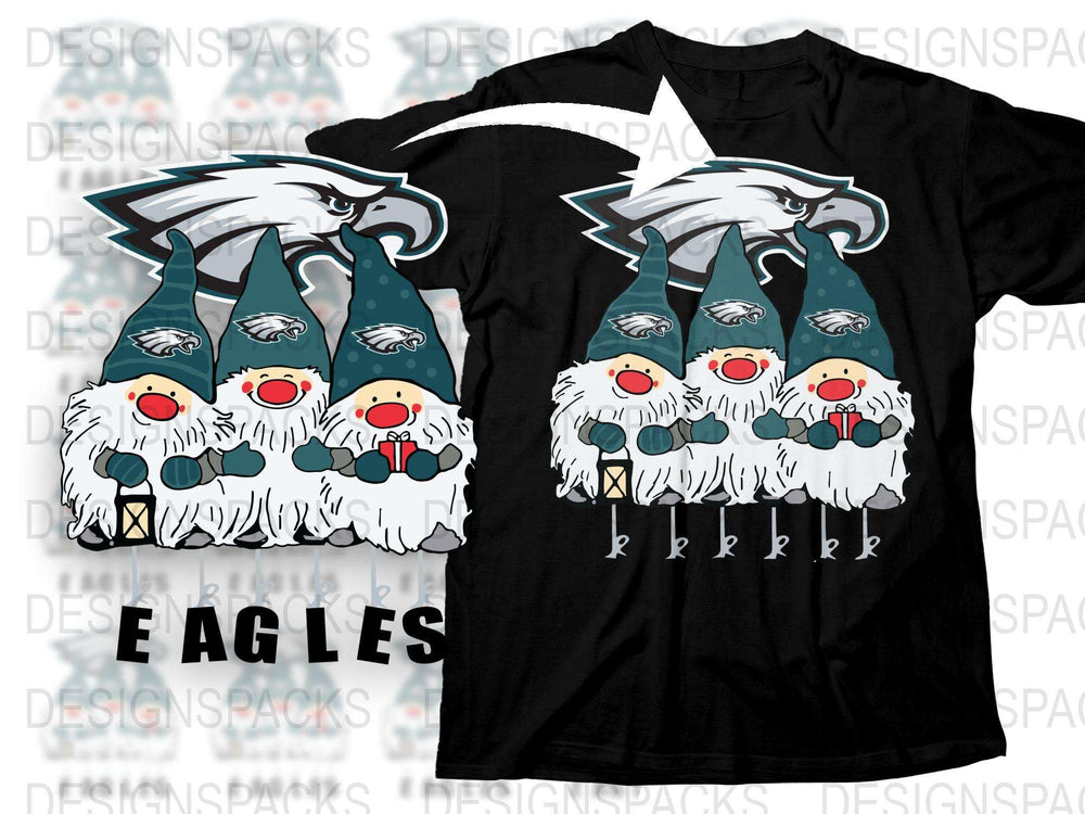 Eagle Themed Gnome Print T-Shirt, Cute Fantasy Bird Graphic Tee, Unisex Casual Wear