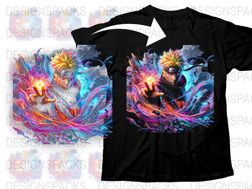 Anime Inspired Graphic T-Shirt, Colorful Artistic Design, Vibrant Print, Stylish Casual Wear