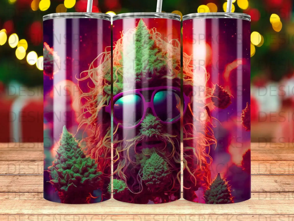 Cannabis bud wearing sunglasses against a bokeh background.