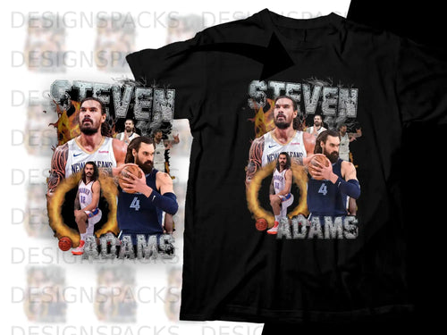 T-shirt with graphic of Steven Adams, New Orleans Thunder basketball player.