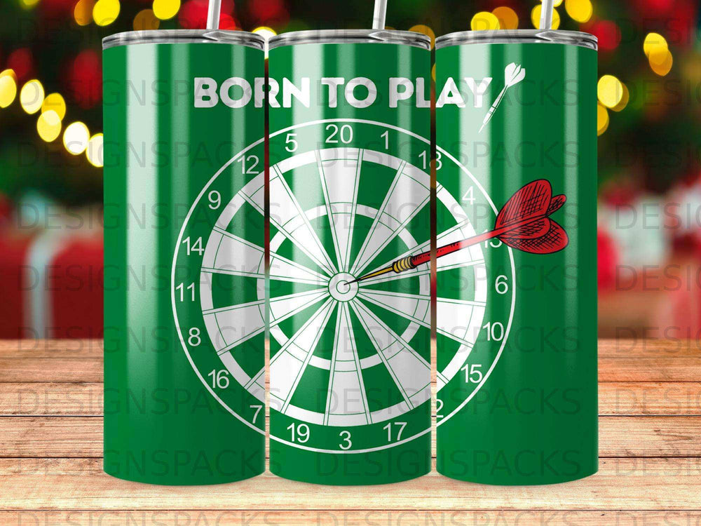 Born To Play Darts Dartboard Design Green Tumbler product type