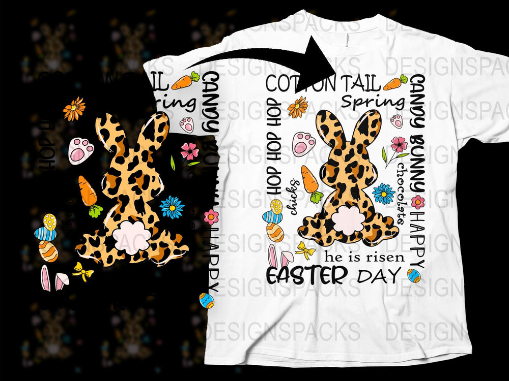 Easter Day T-Shirt, Spring Bunny Leopard Print, Floral Cotton Tail, Kids and Adults Sizes Available