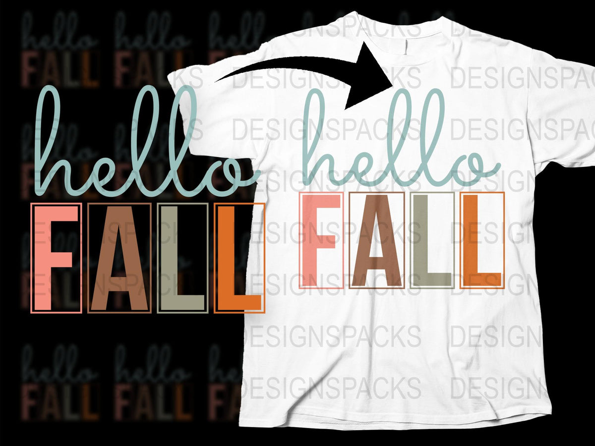 Hello Fall T-Shirt, Autumn Inspired Tee, Graphic Fall Season Shirt, Unisex Fashion Top, Casual Wear