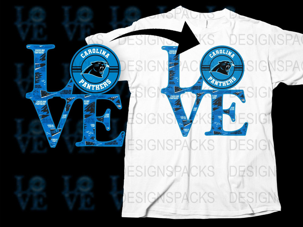 Carolina Panthers Love T-Shirt, NFL Team Fan Graphic Tee, Football Lover Gift, Stylish Sports Apparel