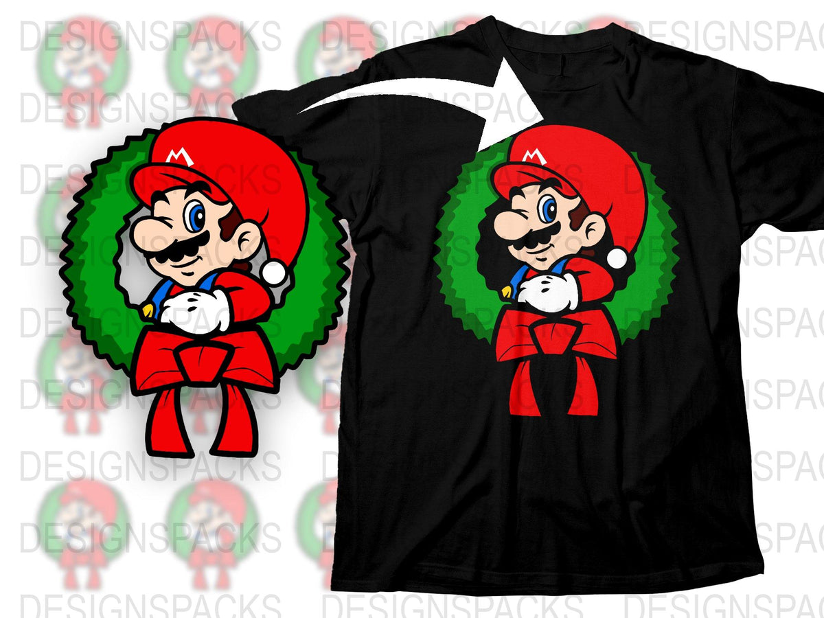 Super Mario Christmas T-Shirt, Festive Holiday Graphic Tee, Nintendo Gamer Gift, Unisex Apparel