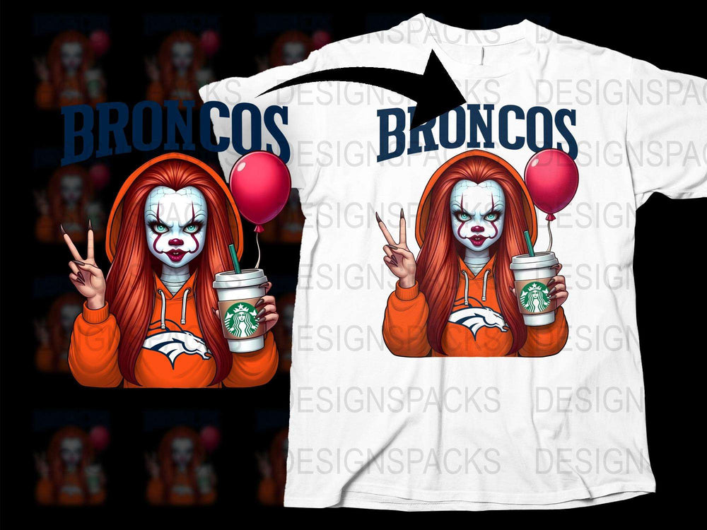 Broncos Clown Horror T-Shirt, Scary Clown Graphic Tee, Horror Movie Fans, Unique Halloween Costume Idea, Fan Art Clothing