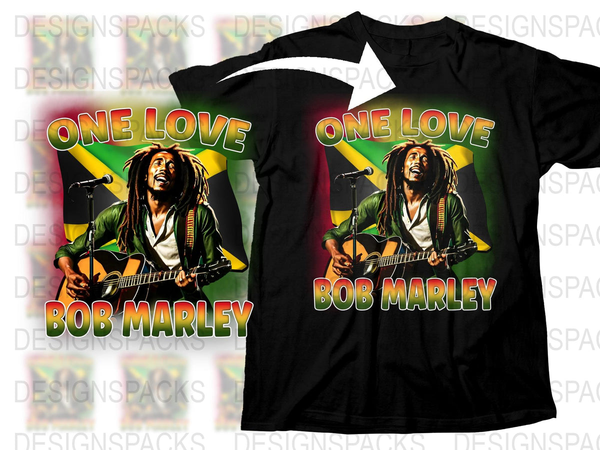 Bob Marley T-Shirt, One Love Reggae Music Graphic Tee, Vintage Style Rasta Colors Shirt