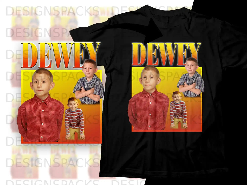 Dewey t-shirt with a repeating pattern of the character from Malcolm in the Middle.