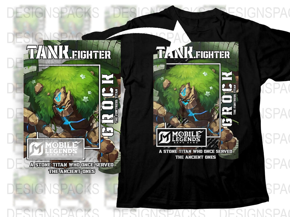 Mobile Legends Grock Tank Fighter T-Shirt, Gaming Merch, Stone Titan Graphic Tee, Fan Apparel
