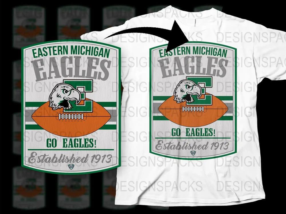 Eastern Michigan Eagles Vintage T-Shirt, White Graphic Tee, College Football Apparel, Established 1973 Design