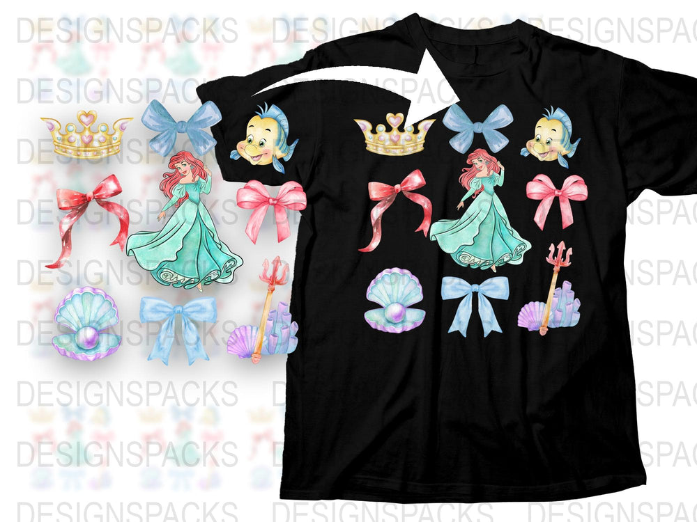 Disney Princess Graphic T-Shirt, Colorful Cartoon Characters, Women's Fashion Tee, Casual Wear