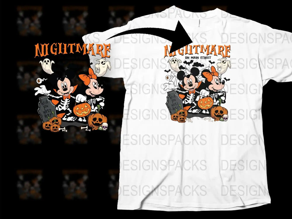 Disney Halloween T-Shirt, Nightmare on Main Street, Mickey and Friends, Spooky Holiday Tee, Pumpkin Design