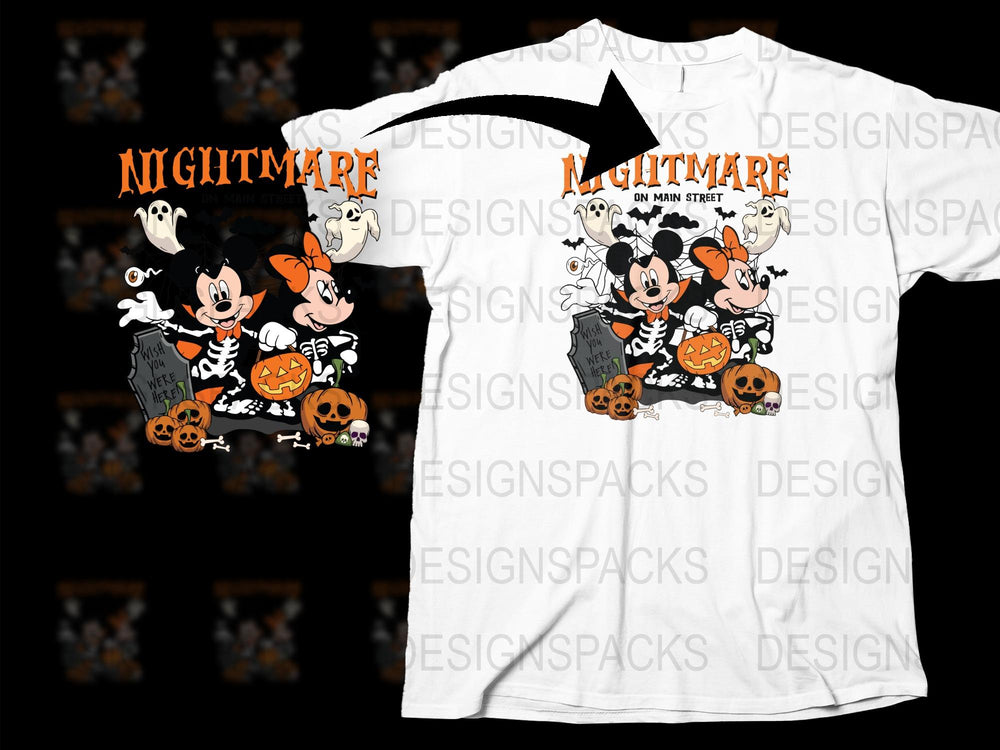Disney Halloween T-Shirt, Nightmare on Main Street, Mickey and Friends, Spooky Holiday Tee, Pumpkin Design