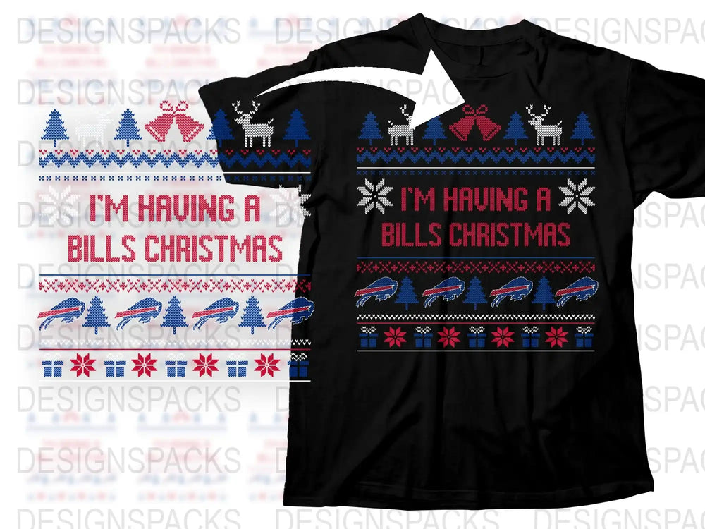 Buffalo Bills Christmas T-Shirt, Holiday Graphic Tee, Festive Winter Apparel, Sports Fan Gift, Unisex Clothing